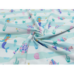 Jersey - Little happy Mermaid pastell mint gestreift